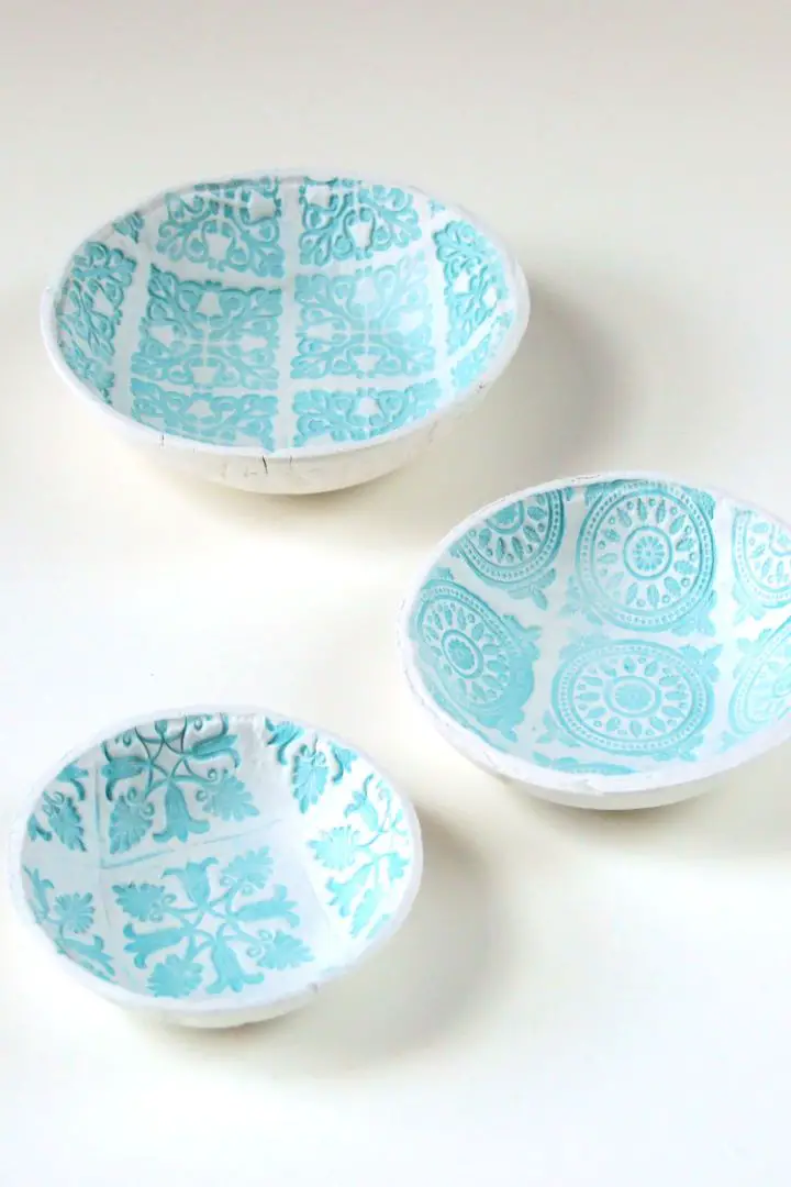 DIY Stamped Clay Bowls Using Air Dry Clay